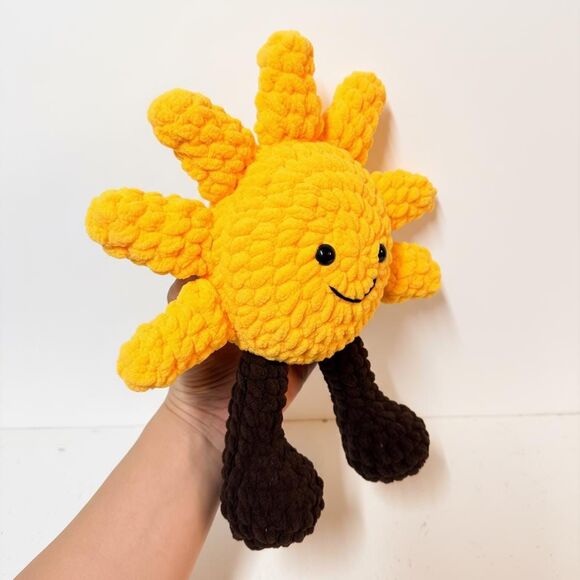 Handmade Crochet Sun Plushie Toy Inspired by Jellycat Style, Sunshine Baby Gift - Picture 6 of 9